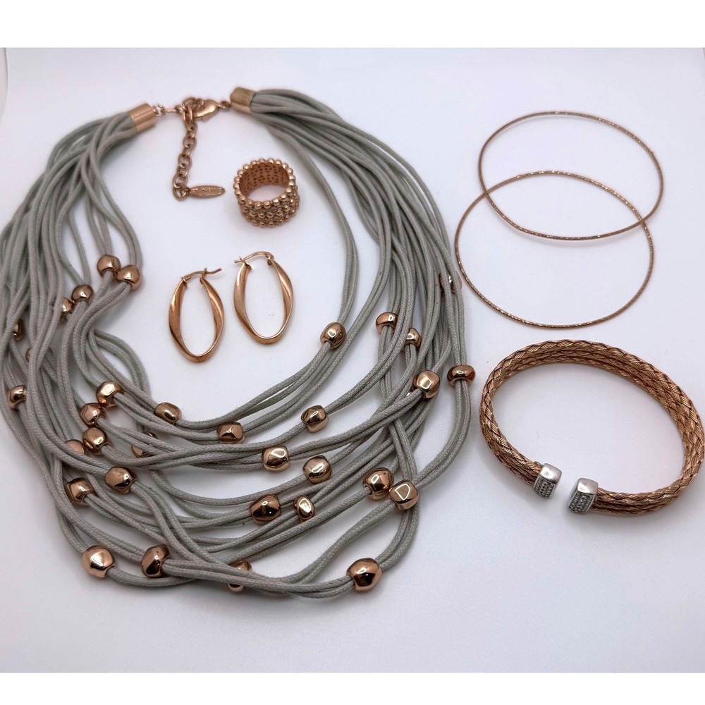 Sterling Silver Rose Gold Overlay Jewelry Lot 6pc Dyadema Bracelet St Thomas J54